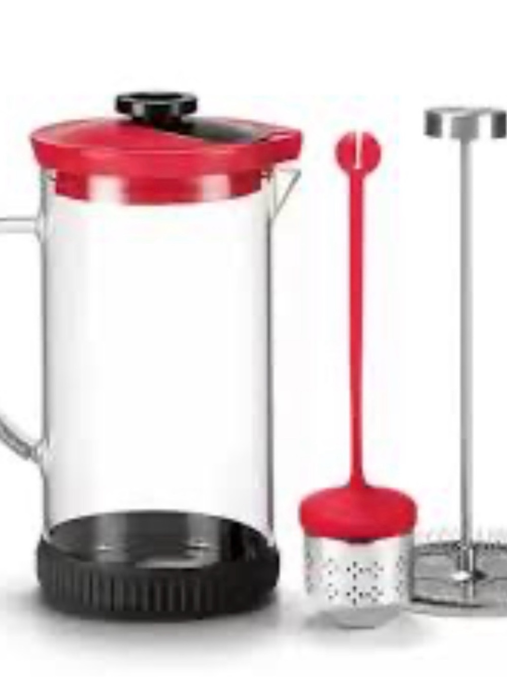 Red Glass Coffee and Tea Maker French Press